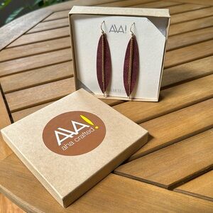 Linked Leather Currant Leather Earrings w/ 2 strands of Gold Filled Cable Chains